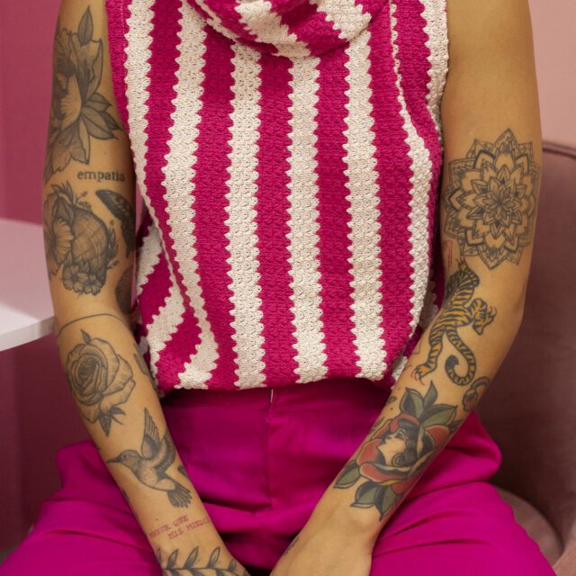 Regata Boho Tricot Listrado Pink
