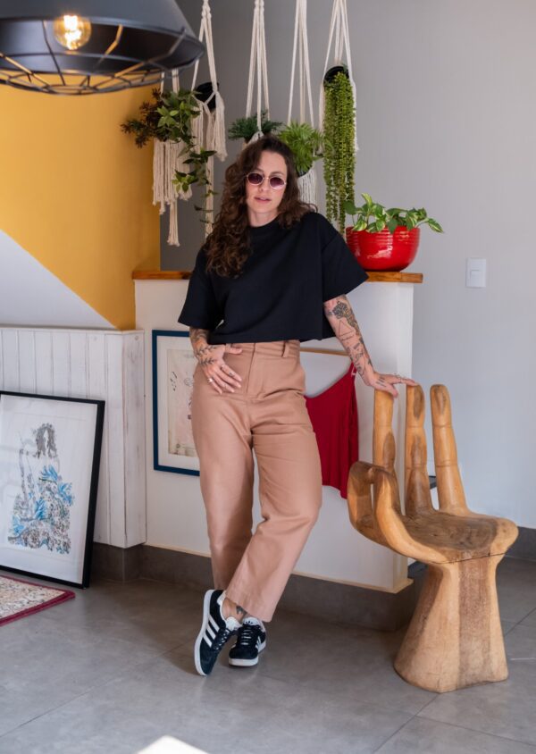 Cropped Oversized Moletom Preto