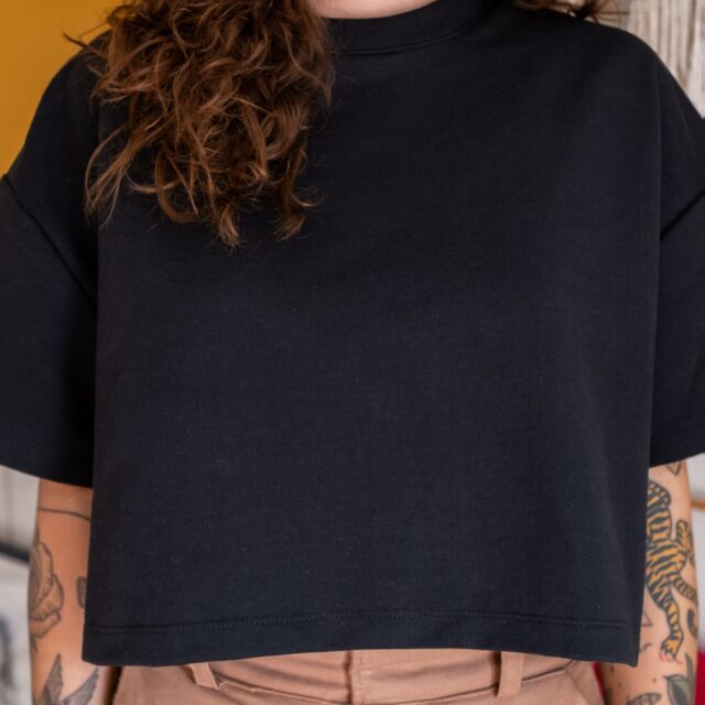 Cropped Oversized Moletom Preto