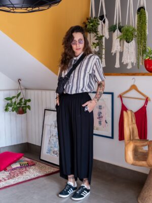 Pantacourt Viscose Preta