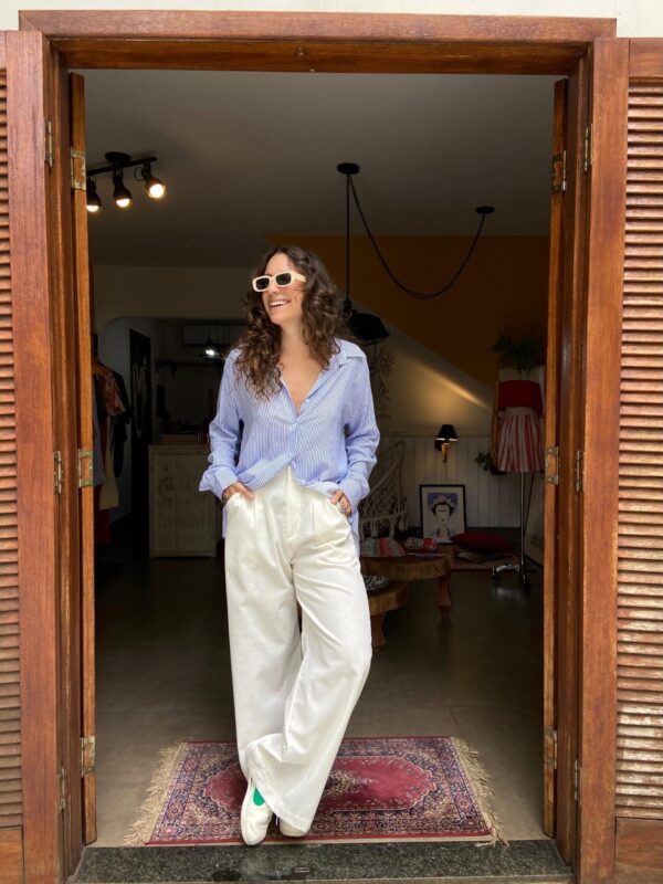 Camisa Listrada Azul e Branco