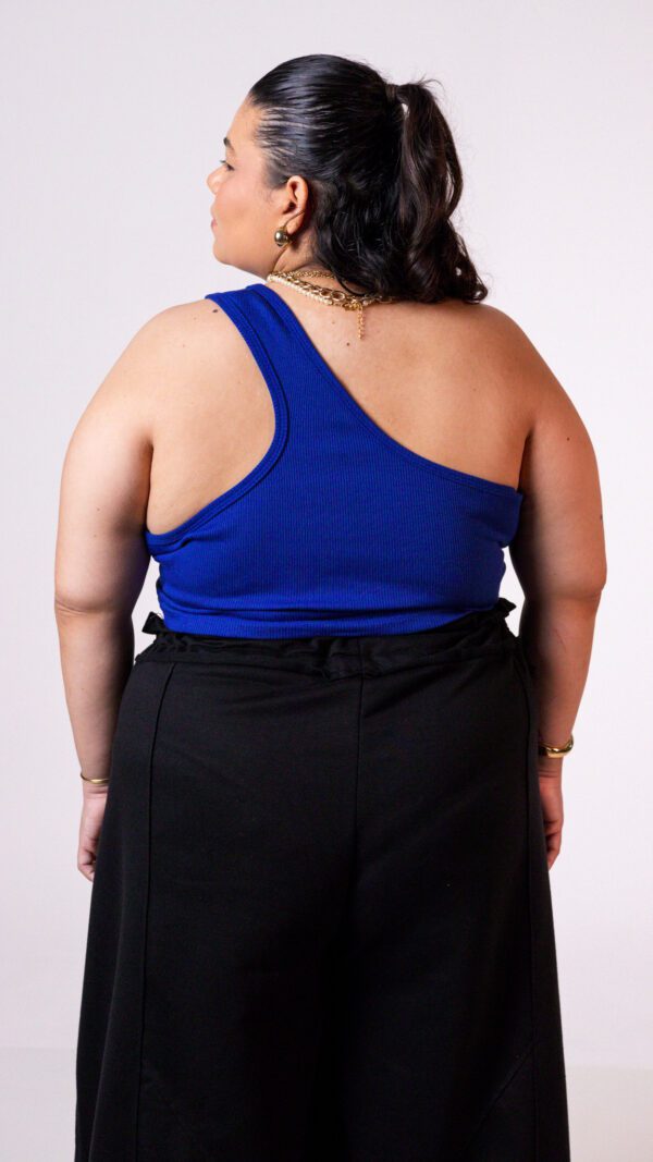 Blusa Ombro Único Azul Galáxia