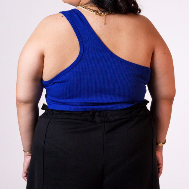 Blusa Ombro Único Azul Galáxia - Imagem 5