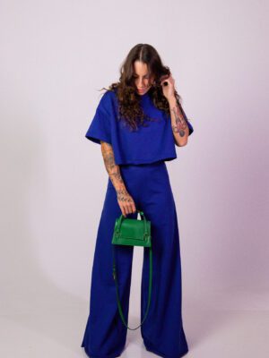 Calça Boho Moletom Azul Galáxia