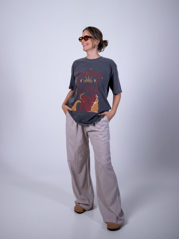 Pantalona Listrada Marrom