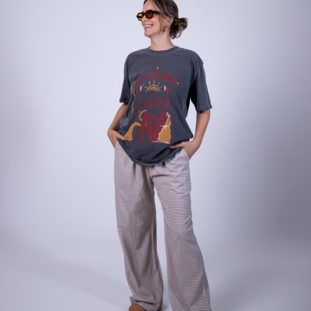 Pantalona Listrada Marrom
