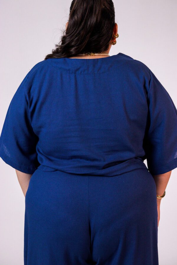 Pantalona Itália Linho Azul Jeans
