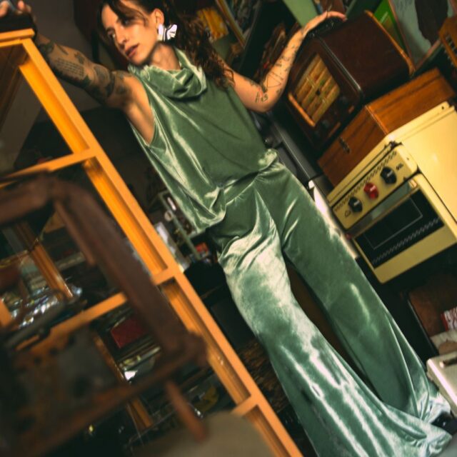 Calça Boho Veludo Verde Oliva