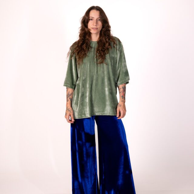 Camiseta Oversized Veludo Verde Oliva - Imagem 5