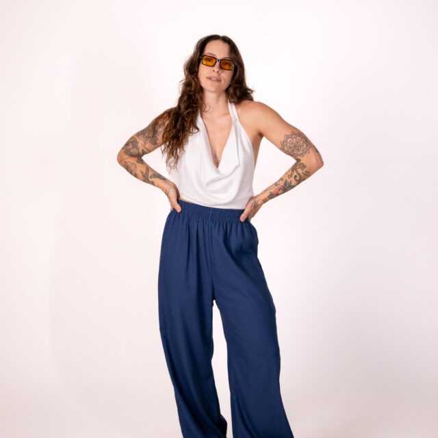 Pantalona Linho Azul Jeans