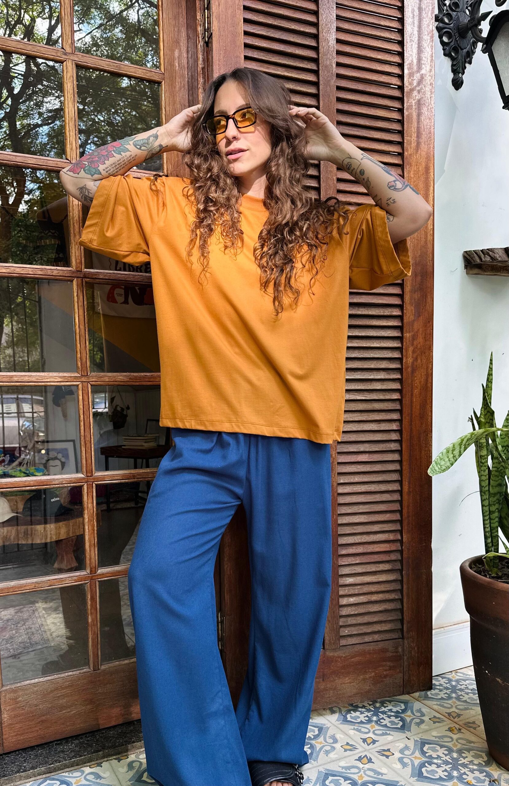 Camiseta Oversized Moletom Mostarda - Imagem 2