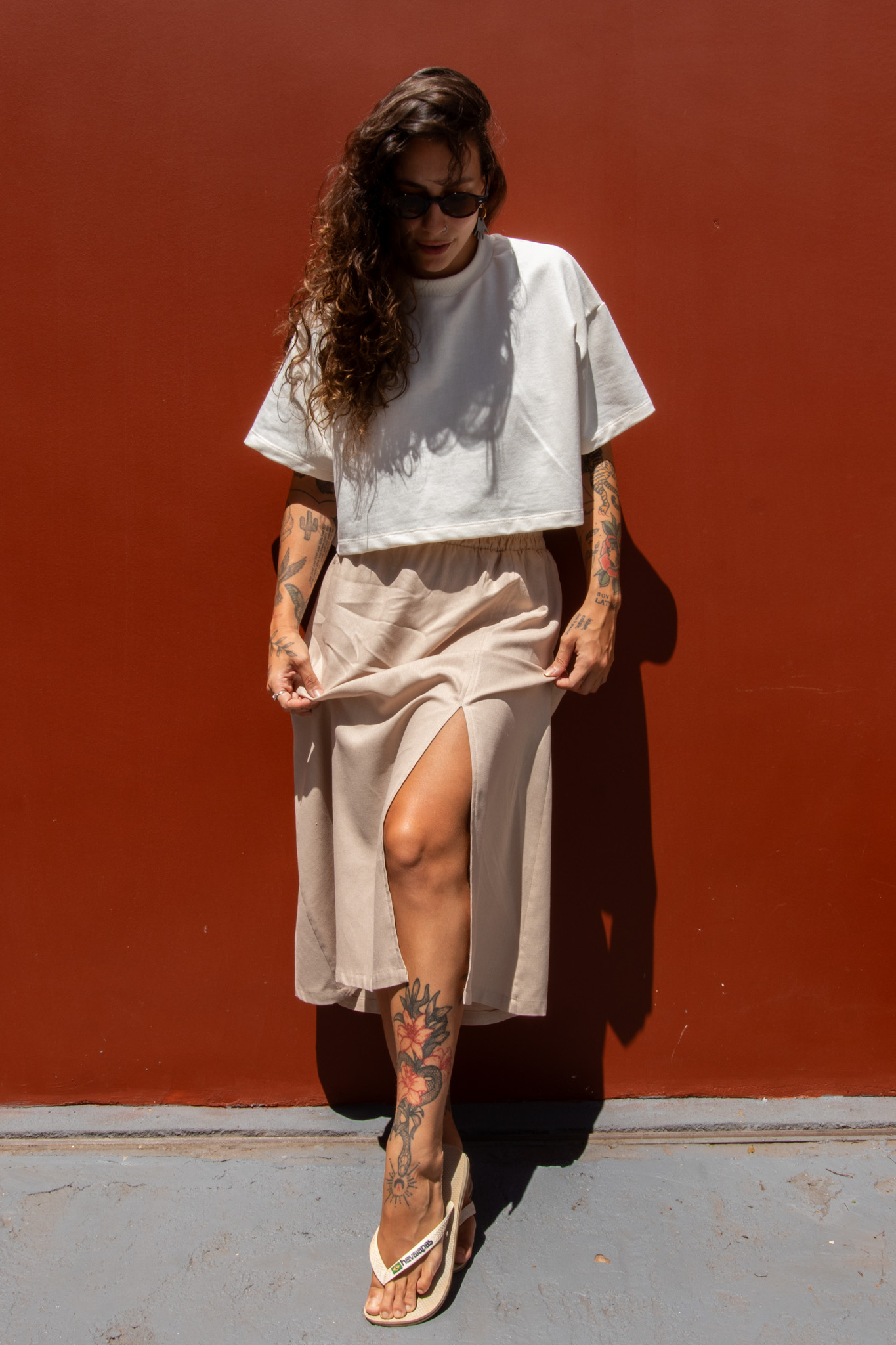 Saia Midi Fenda Areia