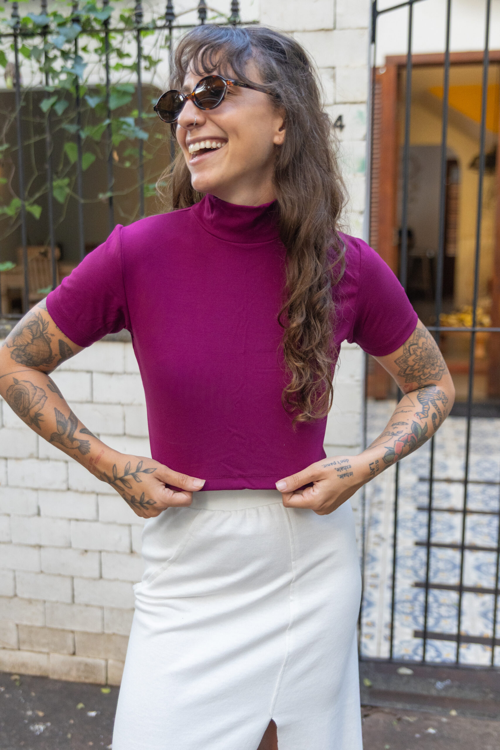 Cropped Gola Alta Beterraba